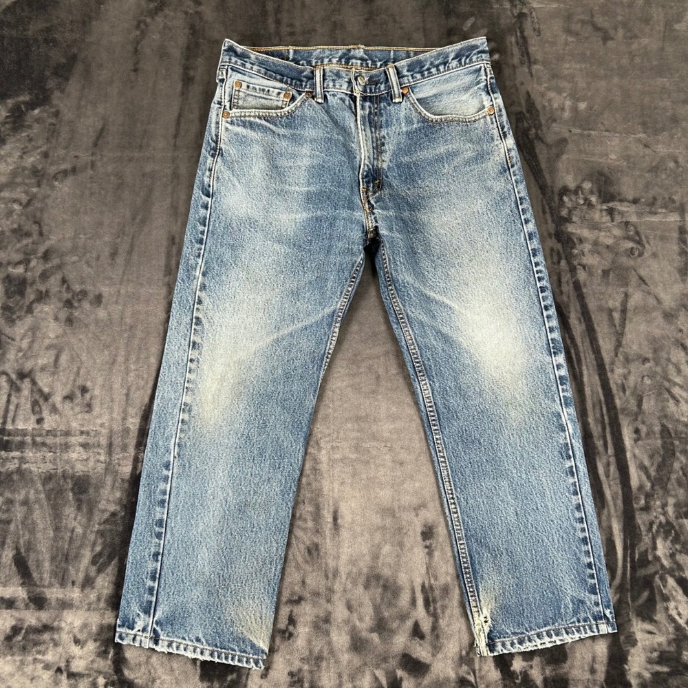 Levi's 505 Jeans Mens W33 L34 Light Blue Straight Leg Regular Fit Denim